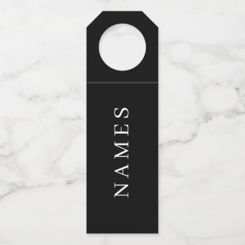 Simple Black Custom Add Your Name Elegant Bottle Hanger Tag