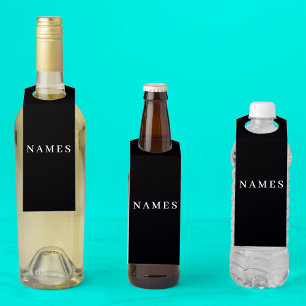 Simple Black Custom Add Your Name Elegant Bottle Hanger Tag