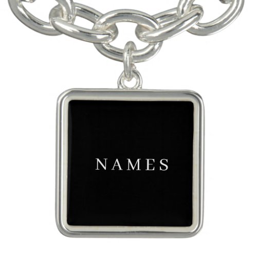 Simple Black Custom Add Your Name Elegant Bracelet