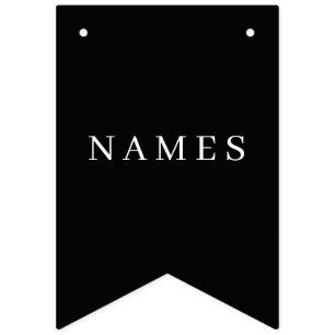 Simple Black Custom Add Your Name Elegant Bunting Flags