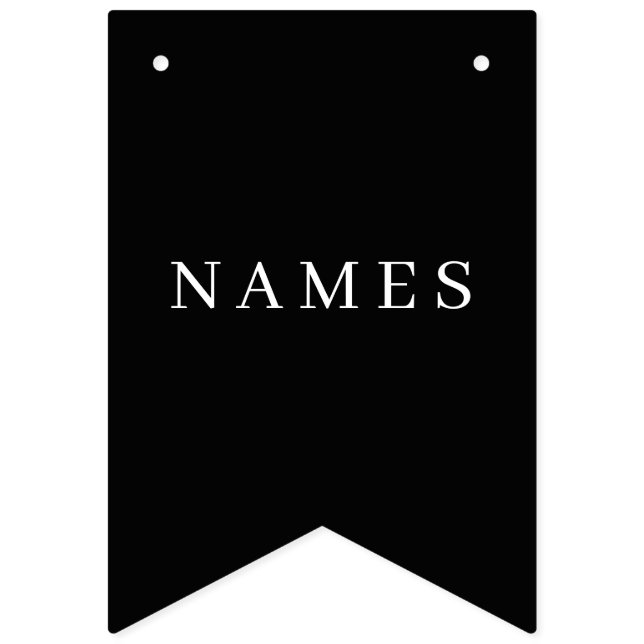 Simple Black Custom Add Your Name Elegant Bunting Flags (First Flag)