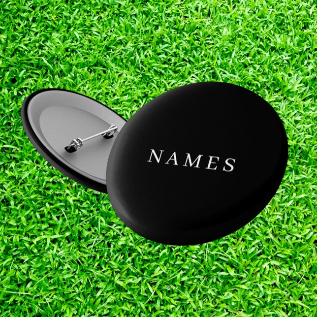 Simple Black Custom Add Your Name Elegant Button (Creator Uploaded)