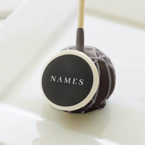 Simple Black Custom Add Your Name Elegant Cake Pops