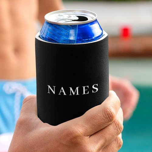 Simple Black Custom Add Your Name Elegant Can Cooler