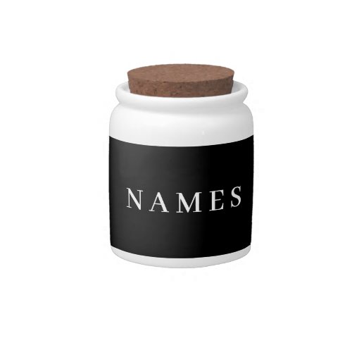 Simple Black Custom Add Your Name Elegant Candy Jar