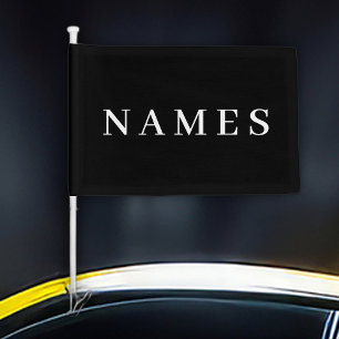 Simple Black Custom Add Your Name Elegant Car Flag