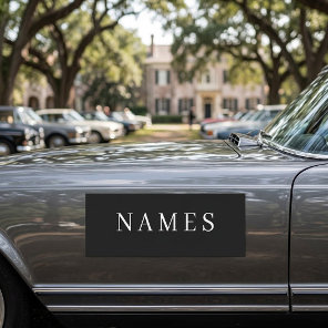 Simple Black Custom Add Your Name Elegant Car Magnet