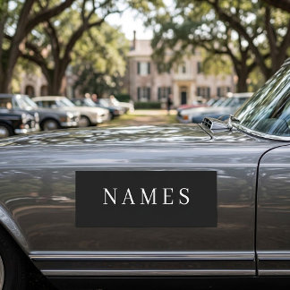 Simple Black Custom Add Your Name Elegant Car Magnet