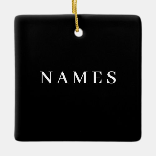 Simple Black Custom Add Your Name Elegant Ceramic Ornament