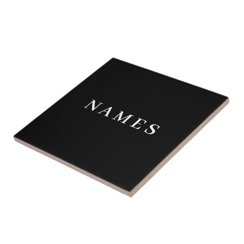 Simple Black Custom Add Your Name Elegant Ceramic Tile