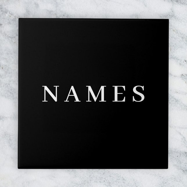 Simple Black Custom Add Your Name Elegant Ceramic Tile (Creator Uploaded)