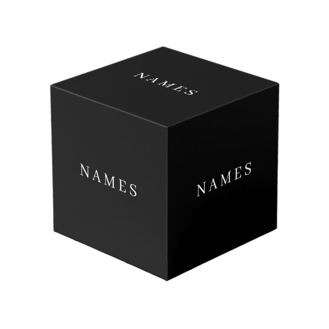 Simple Black Custom Add Your Name Elegant Cube (Front Angled)
