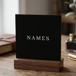 Simple Black Custom Add Your Name Elegant Cutout
