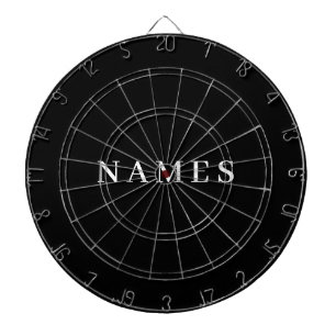 Simple Black Custom Add Your Name Elegant Dart Board