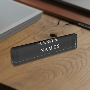 Simple Black Custom Add Your Name Elegant Desk Name Plate