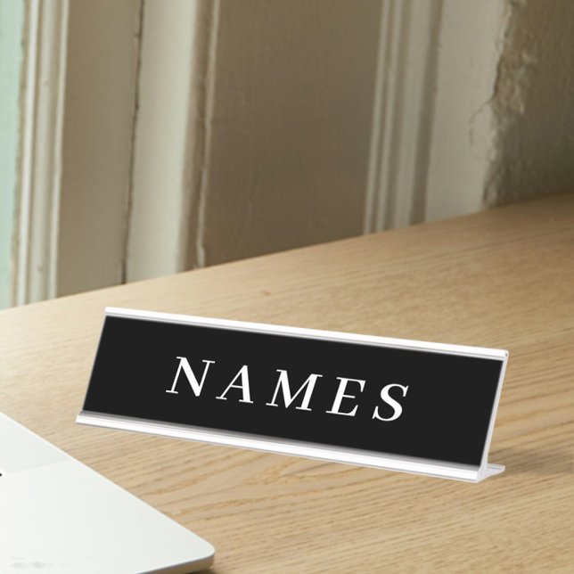 Simple Black Custom Add Your Name Elegant Desk Name Plate (Creator Uploaded)