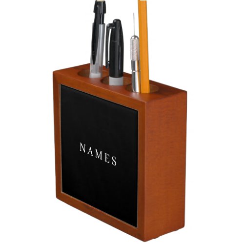 Simple Black Custom Add Your Name Elegant Desk Organizer