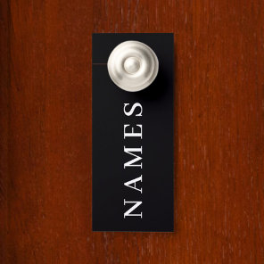 Simple Black Custom Add Your Name Elegant Door Hanger