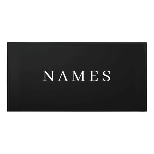 Simple Black Custom Add Your Name Elegant Door Sign