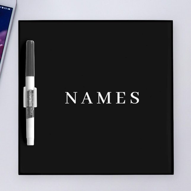 Simple Black Custom Add Your Name Elegant Dry Erase Board (Creator Uploaded)