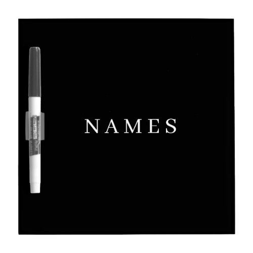 Simple Black Custom Add Your Name Elegant Dry Erase Board