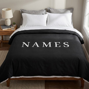Simple Black Custom Add Your Name Elegant Duvet Cover