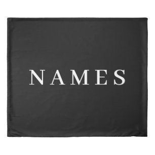 Simple Black Custom Add Your Name Elegant Duvet Cover