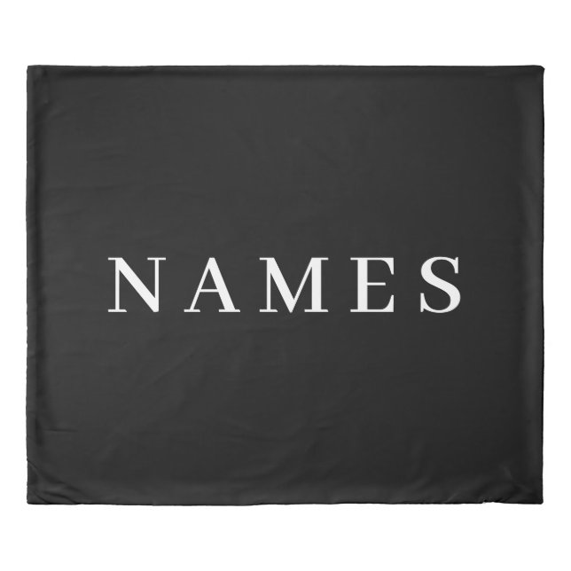 Simple Black Custom Add Your Name Elegant Duvet Cover (Front)