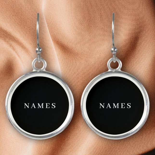 Simple Black Custom Add Your Name Elegant Earrings (Creator Uploaded)