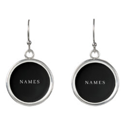 Simple Black Custom Add Your Name Elegant Earrings