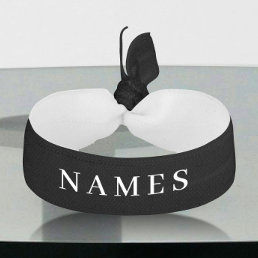 Simple Black Custom Add Your Name Elegant Elastic Hair Tie