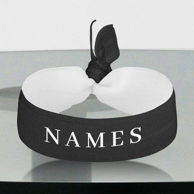 Simple Black Custom Add Your Name Elegant Elastic Hair Tie (Creator Uploaded)