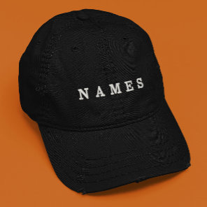 Simple Black Custom Add Your Name Elegant Embroidered Baseball Cap