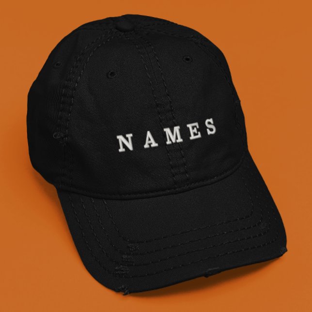 Simple Black Custom Add Your Name Elegant Embroidered Baseball Cap (Creator Uploaded)