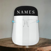Simple Black Custom Add Your Name Elegant Face Shield