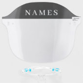 Simple Black Custom Add Your Name Elegant Face Shield (Front w/Glasses)