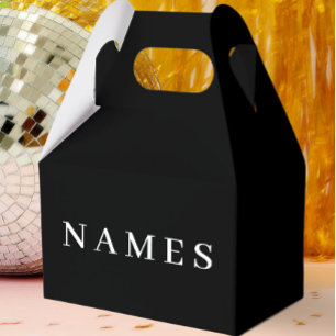 Simple Black Custom Add Your Name Elegant Favor Boxes