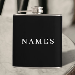 Simple Black Custom Add Your Name Elegant Flask