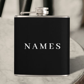 Simple Black Custom Add Your Name Elegant Flask