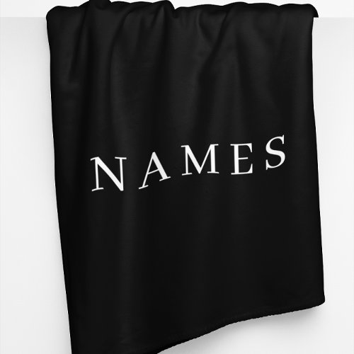 Simple Black Custom Add Your Name Elegant Fleece Blanket