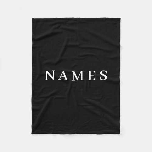 Simple Black Custom Add Your Name Elegant Fleece Blanket