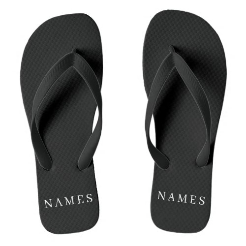 Simple Black Custom Add Your Name Elegant Flip Flops