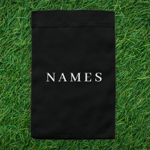 Simple Black Custom Add Your Name Elegant Garden Flag