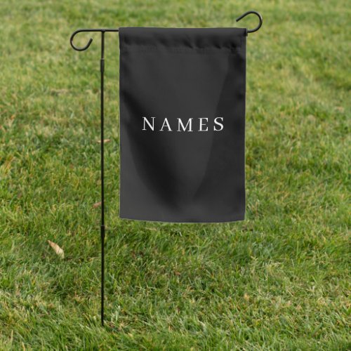 Simple Black Custom Add Your Name Elegant Garden Flag