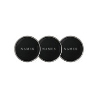Simple Black Custom Add Your Name Elegant Golf Ball Marker