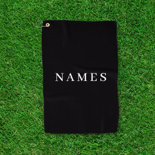 Simple Black Custom Add Your Name Elegant Golf Towel