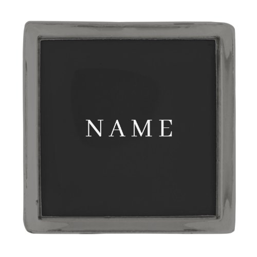 Simple Black Custom Add Your Name Elegant Gunmetal Finish Lapel Pin