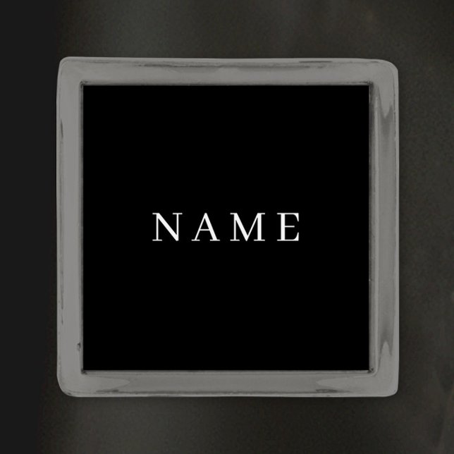 Simple Black Custom Add Your Name Elegant Gunmetal Finish Lapel Pin (Creator Uploaded)