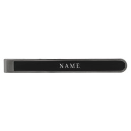 Simple Black Custom Add Your Name Elegant Gunmetal Finish Tie Bar