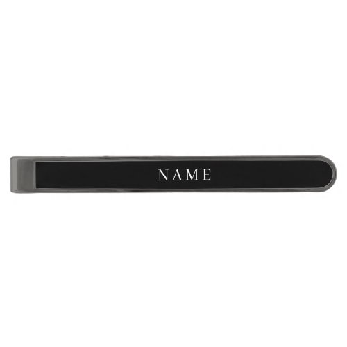 Simple Black Custom Add Your Name Elegant Gunmetal Finish Tie Bar